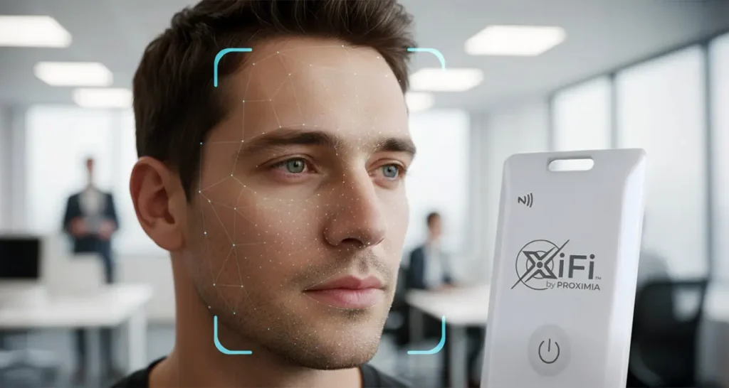 Biometric scan with XiFi card device.