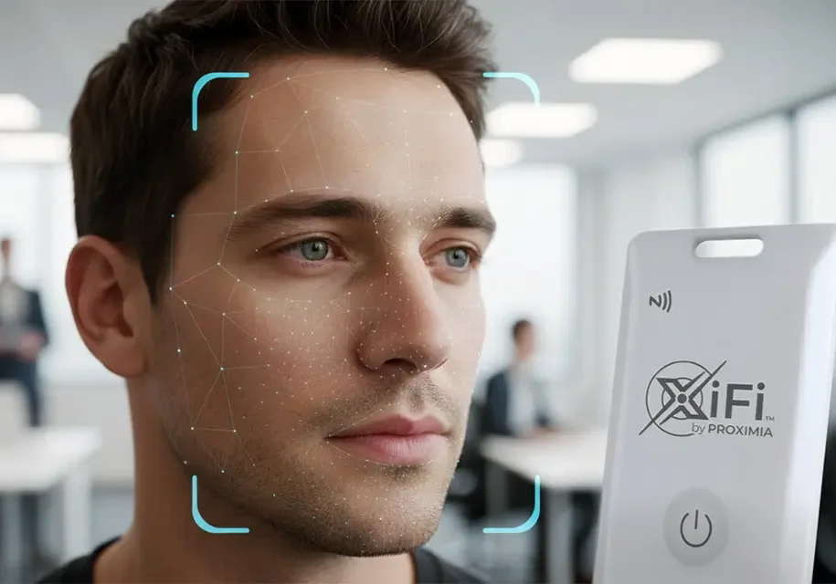 Biometric scan with XiFi card device.